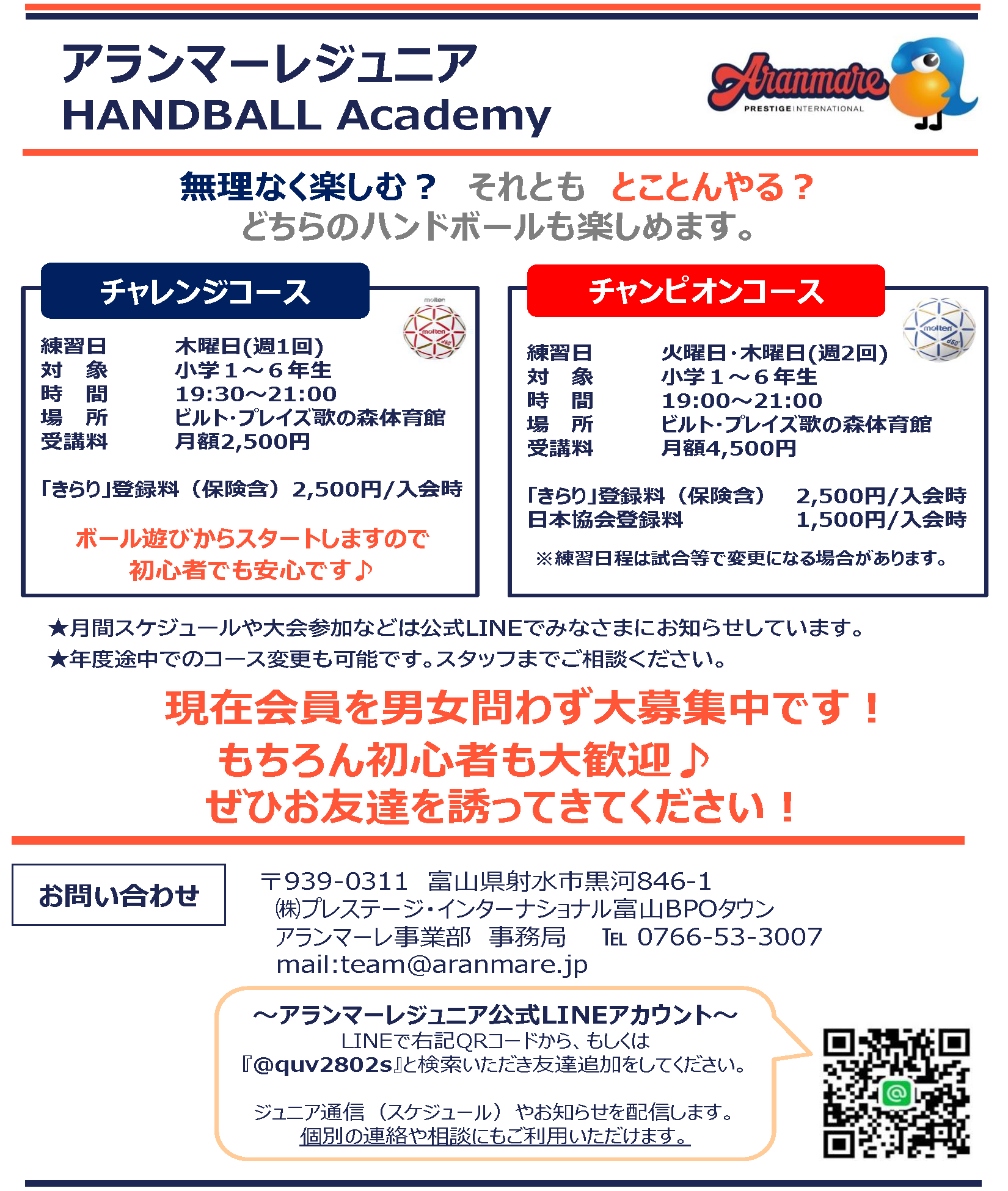 アランマーレジュニア アランマーレ 富山ハンドボールチーム公式サイト アランマーレジュニア アランマーレ 富山ハンドボールチーム公式サイト